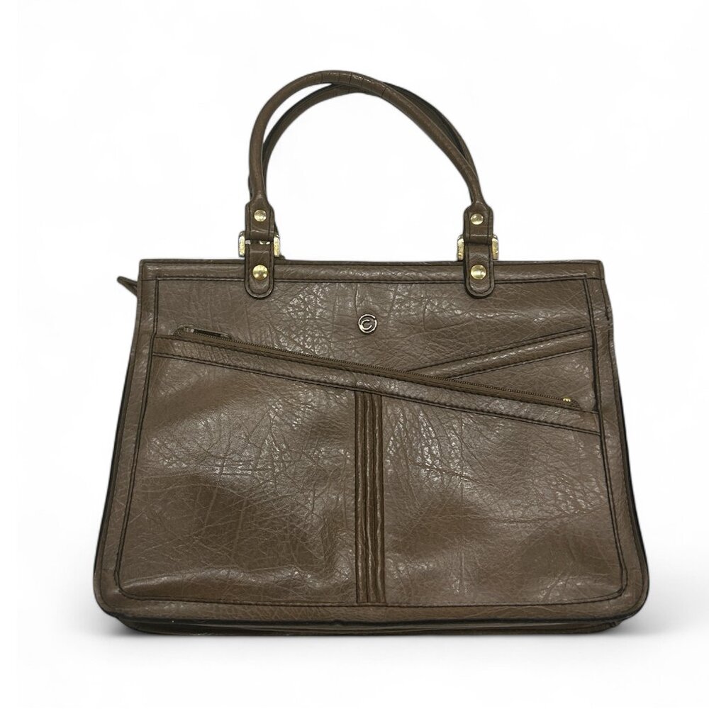 Vintage Cornell Creations Leather Handbag Light‎ Brown Structured Architectural